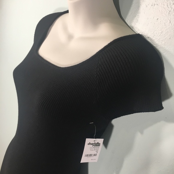 Black Charlotte Russe Short Sleeve Dress NWT Small - Picture 4 of 8